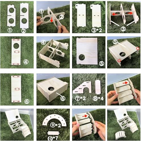 Multi-Chamber Wooden Hamster Hideout & Tunnel with Secret Peep Shed - color: 4-Chamber Hamster Maze