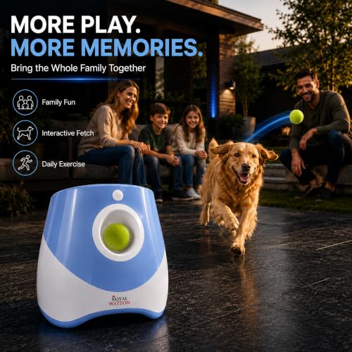 Automatic Ball Launcher for Dogs with 10 Balls, Rechargeable Fetch Machine - color: Blue