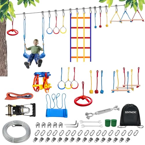 55FT Ninja Warrior Obstacle Course for Kids Backyard Outdoor - size: 55FT 12Pcs