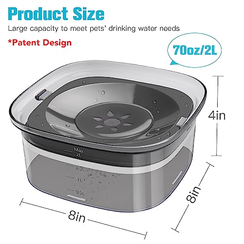 UPSKY 70oz Dog Water Bowl, No Spill Slow Drinking Feeder for Messy Drinker - color: C-Black, size: 2 L