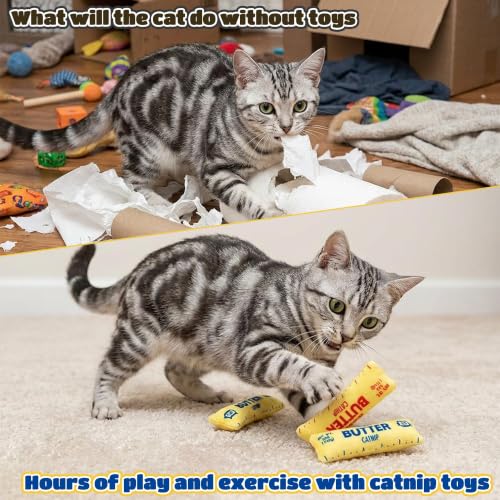 6Pcs Butter Catnip Crinkle Paper Sound Toys for Cat, Catmint Cat Toy Gift - style: 6Pcs Butter (with Crinkle Paper)