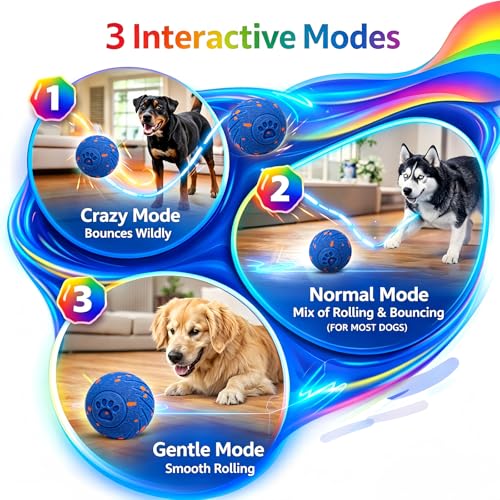 TEYYVN Interactive Dog Toys Dog Ball – 3 Play Modes Smart Moving Bouncing Dogs Ball, E-TPU Smart Dog Ball with Remote Control, Automatic Rolling Dog Toy for Small Medium Dogs to Boredom Relief (Blue) - color: Bronze