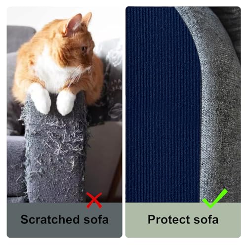 SREBAY Cat Scratch Couch Furniture Protector, Self-Adhesive Scratch Pad - color: Navy, size: 78.7x15.8Inch