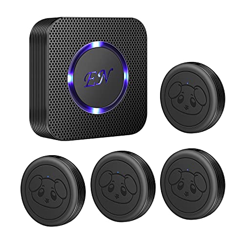 Dog Door Bell, Wireless Doggie Doorbells for Potty Training, Door Bell for Dogs to Go Outside, Dog Bells for Door (Black, 1 Receiver 4 Transmitters) - color: Black, size: 1 Receiver + 4 Transmitters