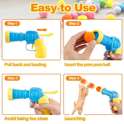 MeoHui 31Pcs Cat Ball Toy Launcher Gun, Cat Balls Fetch Cat Toys