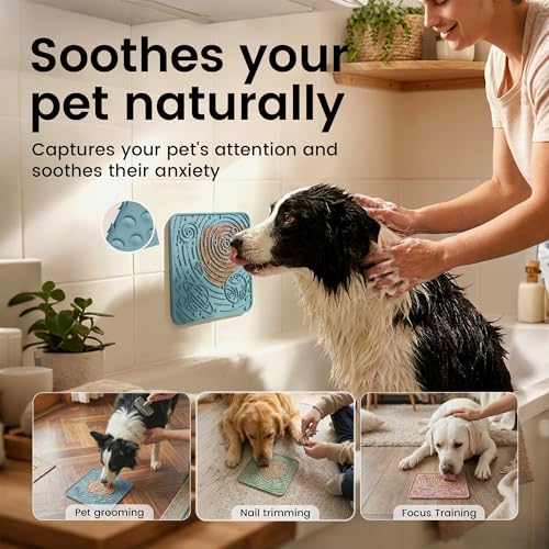 OHMO Large Lick Mat for Dogs&Cats, Space Pattern, 2pcs, Dark&Light Blue - color: Dark Blue&Light Blue, size: 7.9"L x 7.9"W