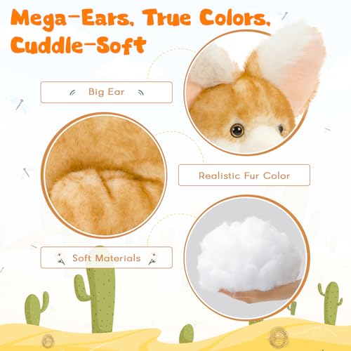 Fennec Fox Plush Toy with 3 Babies, 17.4" Fox Stuffed Animal - style: Fennec Fox
