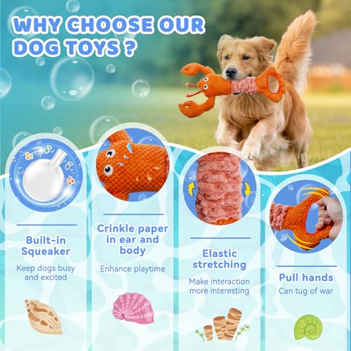YZHDUXIU Tug of War Dog Toy Squeaky Dog Toys Interactive Lobster Puppy Toys - color: Orange Lobster