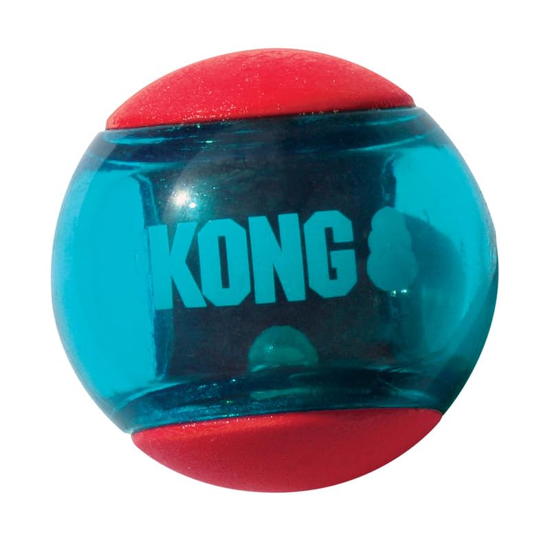 KONG Squeezz Action Ball Dog Toy – Durable Bouncy Ball with Built-in Squeaker – Great for Fetch & Chewers – Stimulates Play & Exercise (Red, Medium (6 Pack)) - color: Red