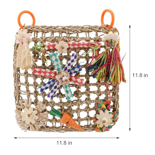 Hypeety Bird Toys Parrot Foraging Toys Bird Chew Toys Parakeet Shredding Seagrass Climbing Mat with Various Toys for Conure, Cockatiel, Lovebird, Parakeet, Budgie (L(Carrot)) - color: L(Carrot)