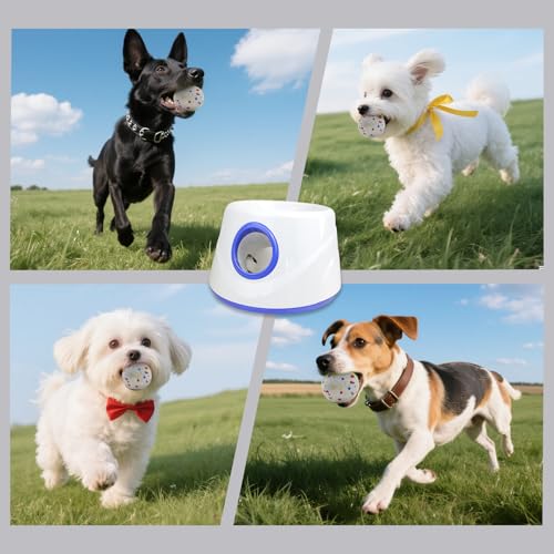 Automatic Dog Ball Launcher-Interactive Dogs Balls Thrower for Small Dogs - color: White