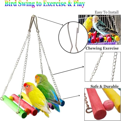 Bird Swing Standing Chewing Training Hanging Toy Hammock Climbing Ladder Drawbridge Birdie Perches Platform for Conure,Cockatiel,Mynah,Love Birds,Finches,Budgerigar,Pigeon - size: 6pcs