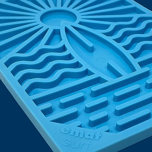SodaPup Surf eMat – Durable Enrichment Feeder Made in USA from Non-Toxic, Pet-Safe, Food Safe Rubber for Mental Stimulation, Avoiding Overfeeding, Fresh Breath, Digestive Health, & More - color: Surf eMat Blue