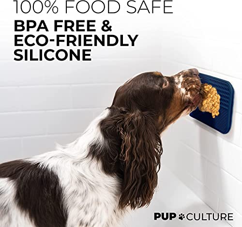 Pup Culture Dog Lick Mat for Dogs (2 Pack), Feeding Pad for Anxious Pets Plus 4 Different Puzzles for Mental Stimulation for Dogs - Supports Mental, Dental, and Digestive Health - Heavy Duty - color: Black/Navy, size: 2 Pack