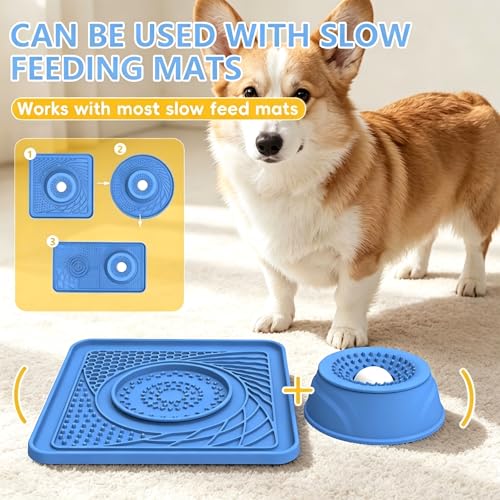 Slow Feeder Dog Bowls for Liquid Treat,2 in 1 Slow Feeder and Lick Mat
