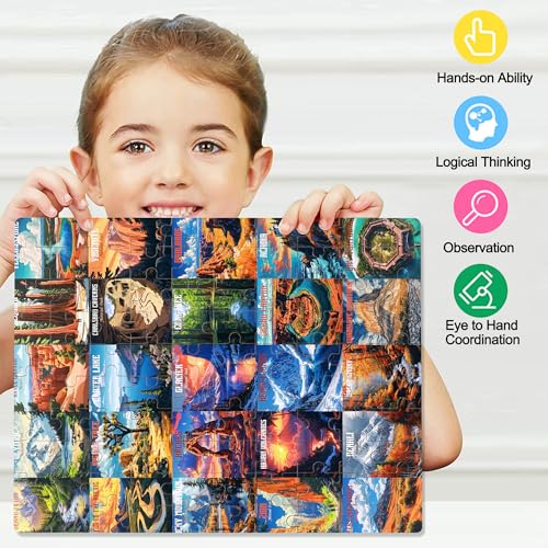 LELEMON Nation Park Jigsaw Puzzles in a Metal Box 100 Pieces World Park Jigsaw Puzzle for Adults Kids Ages 4-8 Children Learning Educational Puzzles Toys - color: Park
