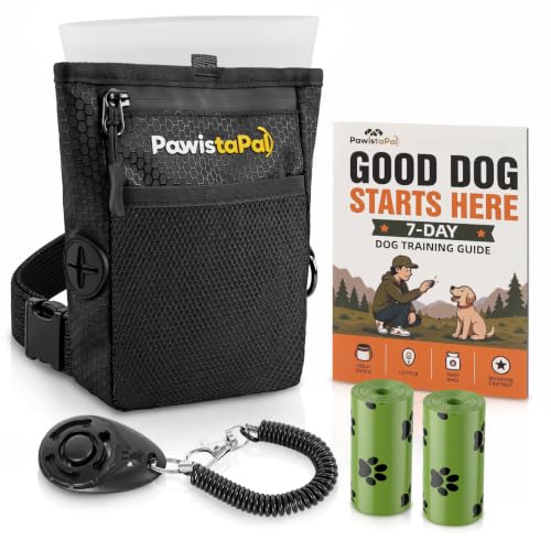 Dog Treat Pouch for Pet Training, One-Hand Magnetic Closure, Hands-Free Treat Bag with Silicone Liner, No Mess No Smell - color: Obsidian Black