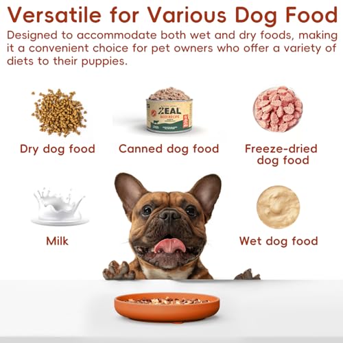 Slow Feeder Dog Bowl, Silicone Puzzle Bowl With Suction Cups for Dogs & Puppies, Anxiety Relief, Slow Eating, Dishwasher Fit, All Breeds, Pumpkin - color: PUMPKIN