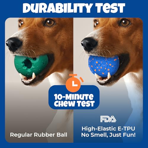 Fsitego Dog Balls: Interactive Dog Ball Auto Rolling - Interactive Dog Toys for Aggressive Chewers - Bouncy & Throwable, Type-C Rechargeable, Washable, for Small & Medium & Large Dogs – Blue