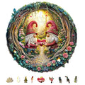 KAAYEE Wooden Puzzle for Adult, Gnome Couple Jigsaw Puzzle 11.4 * 11.3in - color: Gnome Couple, size: Medium