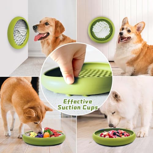 Dog Lick Bowl, Non-Slip Lick Mat Slow Feeder for Dogs & Cats - color: Green, size: Large