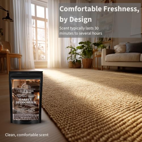 Lapew Cocoa Butter Cashmere Carpet Deodorizer Powder - Pet Safe Freshener for Vacuuming | Scented Odor Eliminator for Home | 16 oz - size: 16 Ounce (Pack of 1)