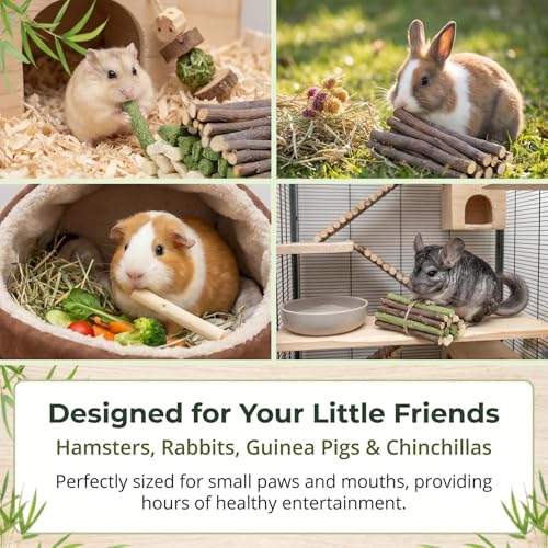 Sukh 300g Rabbit Chew Toy Set-Timothy Hay,Apple Sticks & Sweet Bamboo Stick