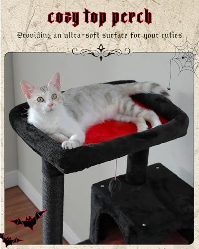 MUTTROS 56.3" Cactus Cat Tree with Metal Hammock, 6 Tiers, Black - color: Black, size: 56.3in