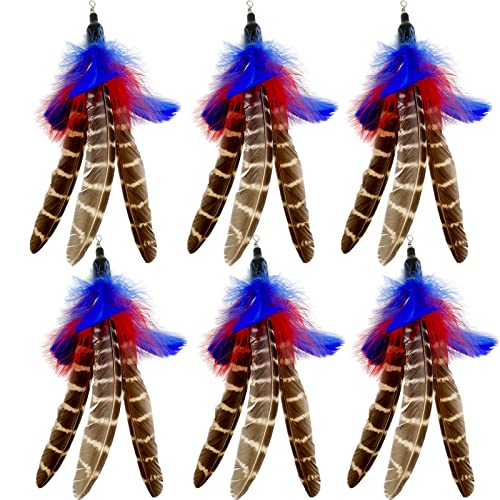 Cat Feather Toys Refills, 6 Pieces Handmade Da Bird Feathers Refill, Cat Wand Replacement Feather for Indoor Cats (A) - color: A-6 PCS Feather Refills