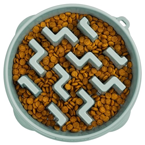 Outward Hound Fun Feeder Slo Bowl Dog Slow Feeder, Notch, Sage, 11.8" - color: Sage, size: Large