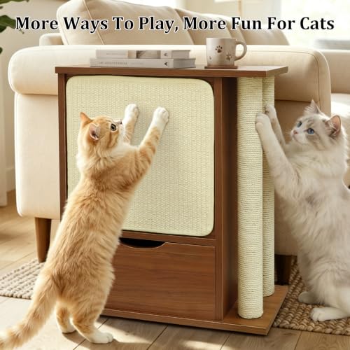 Cat Scratch Side Table with Storage, Couch Protector from Cat Claws