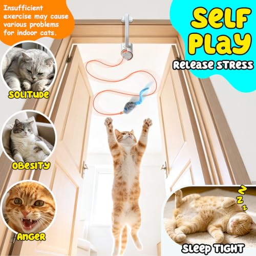 Automatic Interactive Cat Toy for Indoor Cats, Doorway Cat Kittens Toys - color: Grey