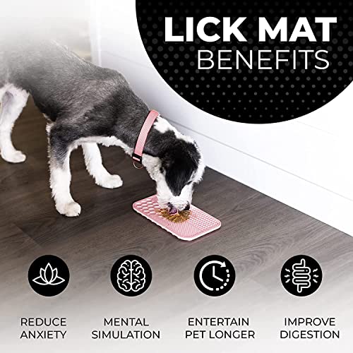 Pup Culture Dog Lick Mat for Dogs (2 Pack), Feeding Pad for Anxious Pets Plus 4 Different Puzzles for Mental Stimulation for Dogs - Supports Mental, Dental, and Digestive Health - Heavy Duty - color: Pink/Lavender, size: 2 Pack