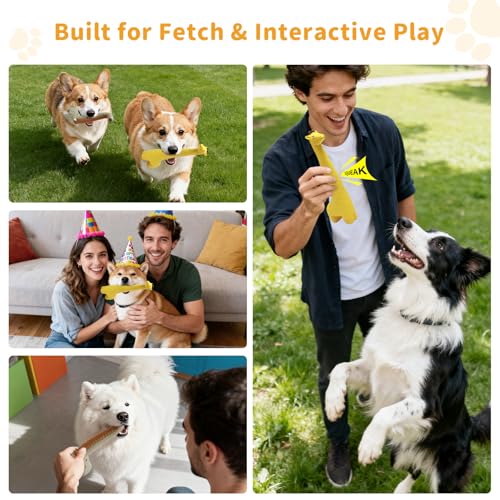 Latex Squeaky Dog Toys, 2 Pack Soft Rubber Dog Chew Toys, 9.5" Standing Stick Animal Pet Toy to Keep Them Busy, Interactive Fetch Squeak Toy for Puppy Small Medium Dogs