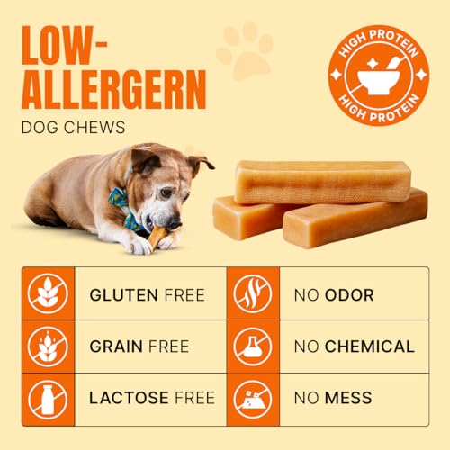 Tibetan Dog Chew Yak Cheese Sticks - Natural, Handmade Treats for Jumbo Dogs, Long-Lasting Entertainment, Perfect for Aggressive Chewers, Rawhide-Free, Grain-Free, Gluten-Free (1 Chew, Jumbo)
