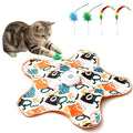 Interactive Cat Toy for Indoor Cats,Rechargeable Touch Activated Hide and Seek Cat Toys with Bird Squeaky,2000 mAh Battery,Cats Feather Toy with 4 Cat Wands Colorful,for All Breeds