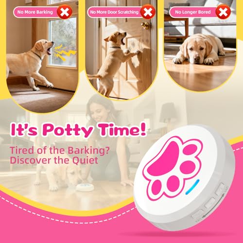 ChunHee Dog Door Bell for Potty Training, Adjustable Volume, 36 Ringtones - color: Blue+Pink