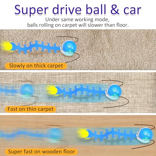 Giociv Interactive Cat Toys Ball for Indoor Cats Fast Rolling on Carpet, Chirping & Motion Activate Cat Toys (Blue Centipede)