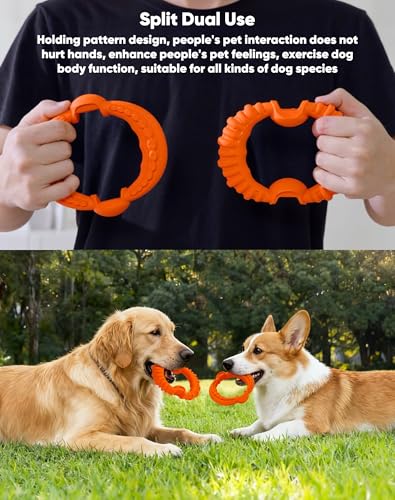 Deeow Natural Rubber Dog Tug Chew Toy for Aggressive Chewer-Orange
