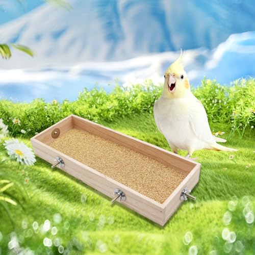 Bird Cage Accessories, Wooden Food Dish for Small to Medium Birds, Bird Feeder for Cage, Food Bowl for Budgie, Cockatiel, Lovebird, Conure, Parakeet, Canary, Kakariki - size: 30cm×15cm