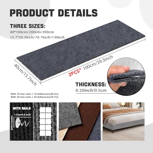 Cat Scratching Climbing Carpet Mat, Self-Adhesive Couch Furniture Protector - color: Dark Grey, size: 78.7x15.8Inch