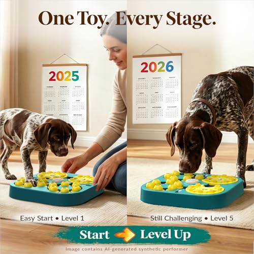 KADTC XL 5-Levels Dog Puzzle Toy, 6 Games Mental Stimulation for Smart Dogs