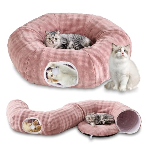 Bubble Round Cat Tunnel for Indoor Cats, Dusty Pink - color: Dusty Pink, size: Round