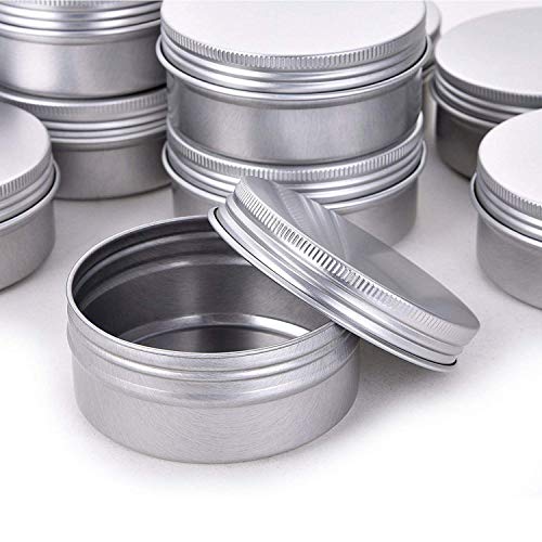 12 Pack 1 Ounce Aluminum Tin Jar Refillable Containers Screw Lid, Silver - size: 1 Ounce (Pack of 12)