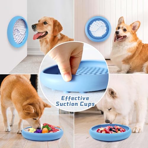 Dog Lick Bowl, Non-Slip Lick Mat Slow Feeder for Dogs & Cats - color: Light Blue, size: Large