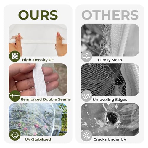 Fruit Tree Netting Cover with Zipper & Drawstring, 2 Packs 10ft x 10ft Insect Bird Barrier Netting for Garden Protection, Ultra Fine Mesh Garden Netting Pest Barrier, Extra Large - size: 10 x 10 ft(2 Packs)