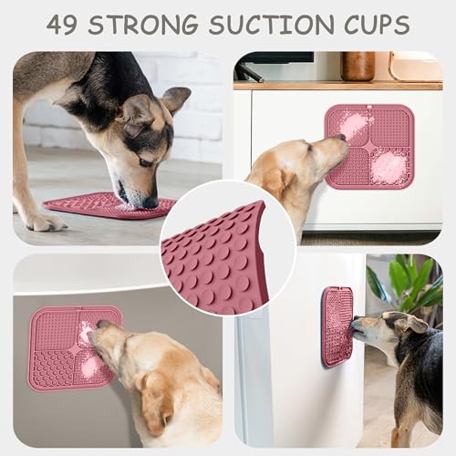 ChefAide 2 Pack Lick Mat for Dogs, Cats & Puppies with Suction Cups - color: Pink Berry