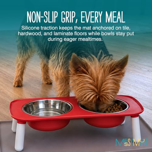 Messy Mutts and Cats Silicone Bowl Mat, Raised Edge, 16 x 12, Grey - color: Grey