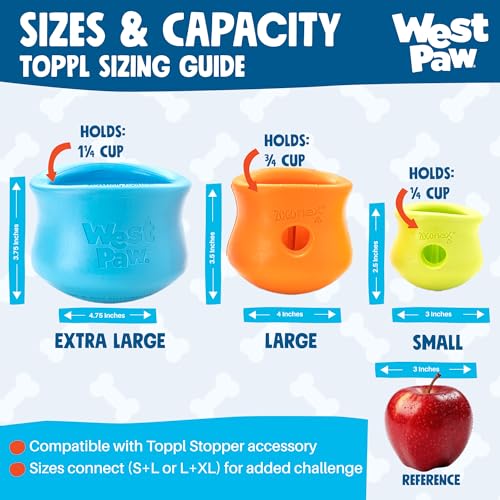 WEST PAW Zogoflex Toppl Interactive Treat Dispensing Puzzle Dog Toy for Mental Stimulation & Enrichment-Holds Kibble & Treats-Lickable, Freezable & Dishwasher Safe-Made in USA-Large-Cardinal Red - color: Cardinal, size: Large