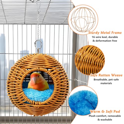BNOSDM Bird Nest with Soft Pad Hanging Small Parrot Bed Set (Brown) - color: Brown Hanging Nest - Single-Hole Type